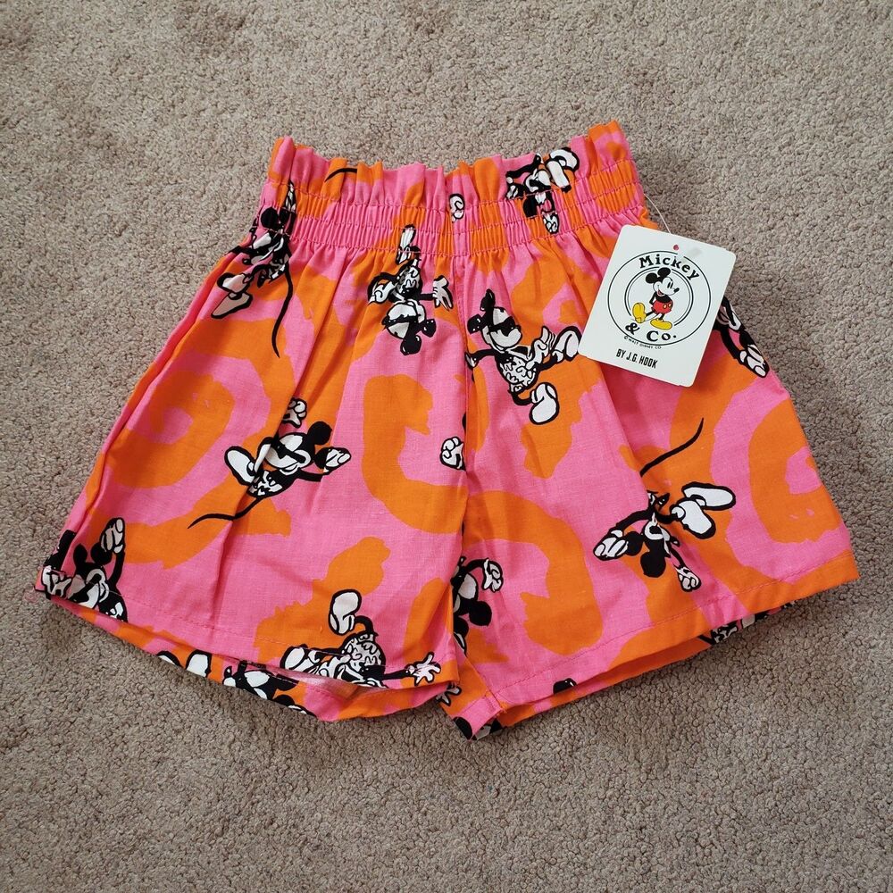 Rare Vintage 80s Mickey And Co Nwt Girls Shorts Elastic Waist Cotton Size S/4